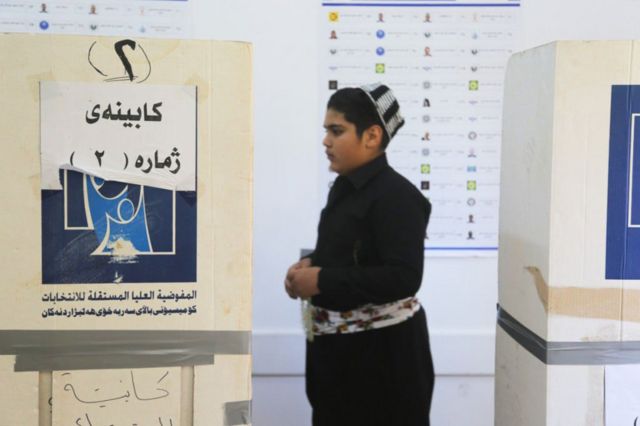 A young man voted in the Kurdistan election
