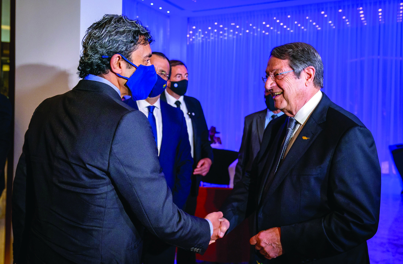 Abdullah bin Saeed discusses friendly and cooperative relations with the President of Cyprus