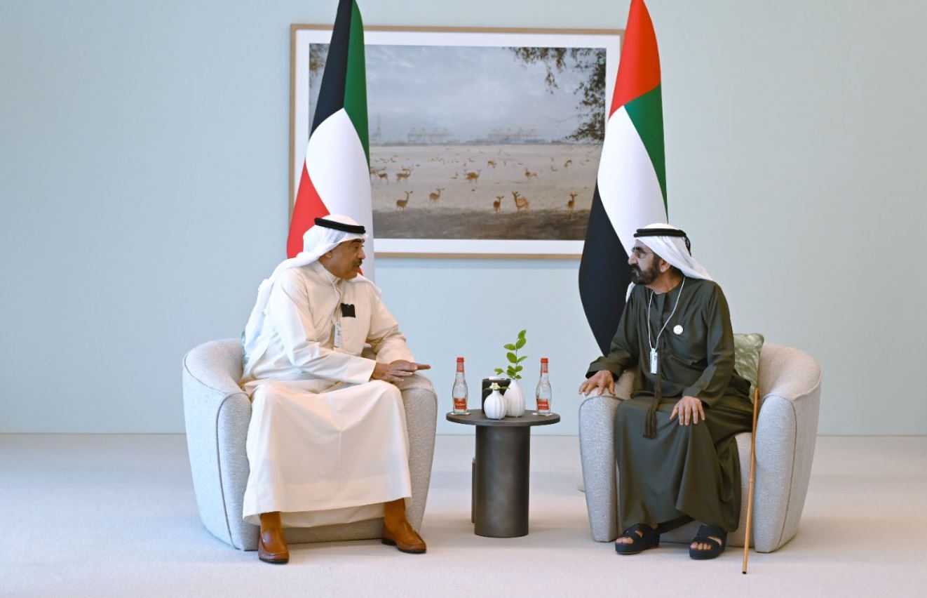 Kuwaiti Prime Minister Mohammed bin Rashid welcomes on the sidelines of the World Government Summit