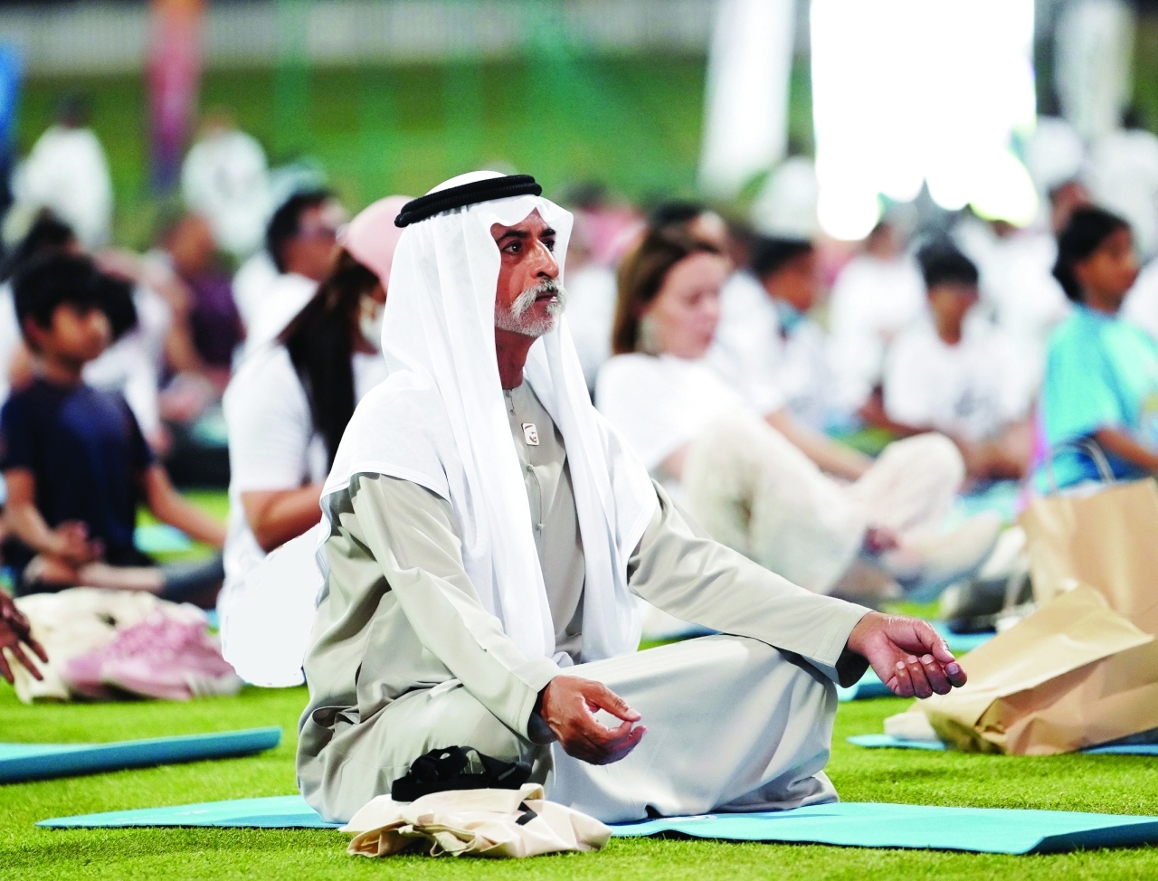 Nahyan bin Mubarak attends International Yoga Day in Abu Dhabi