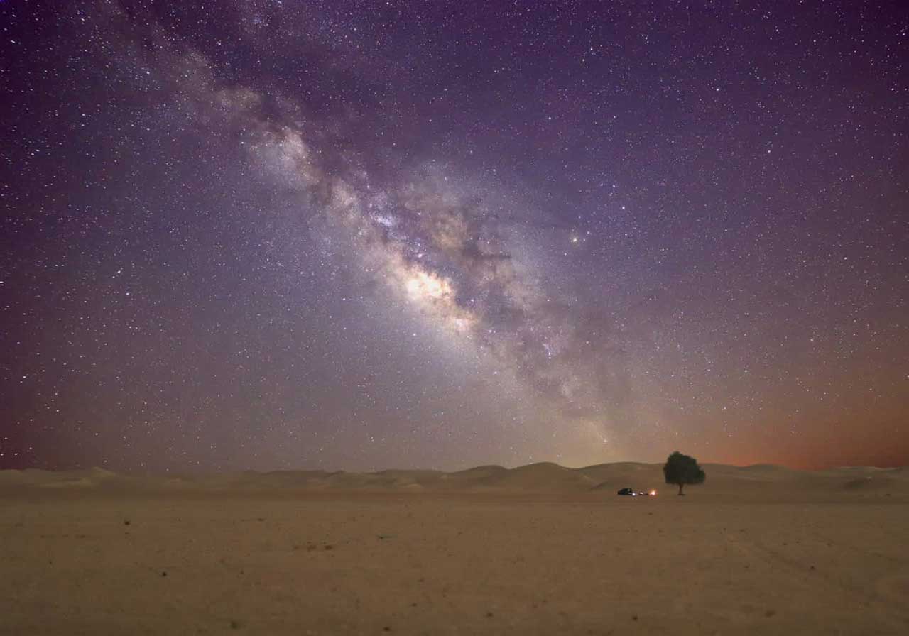 The Galaxy River appears in the sky south of the Emirates