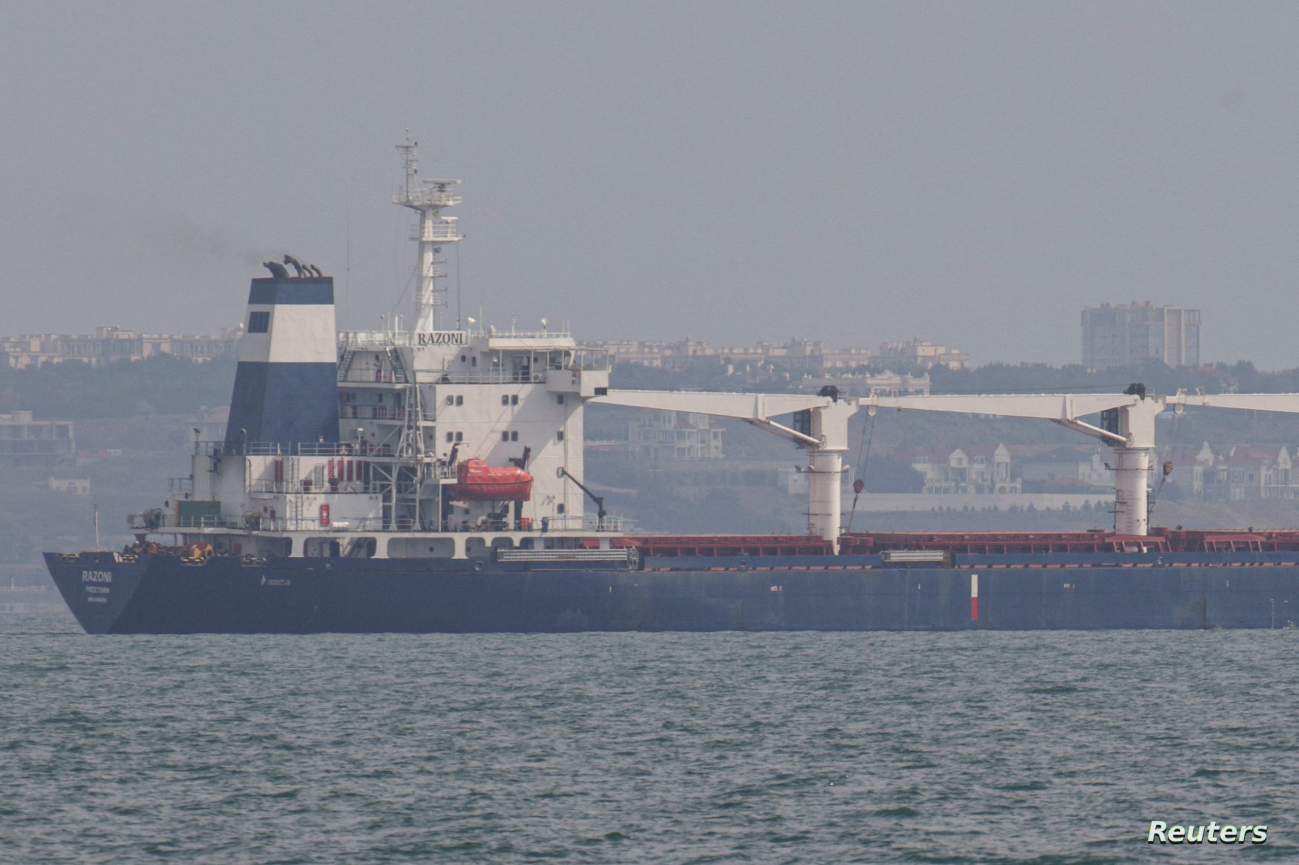 The first Ukrainian grain shipment awaits inspection near Istanbul